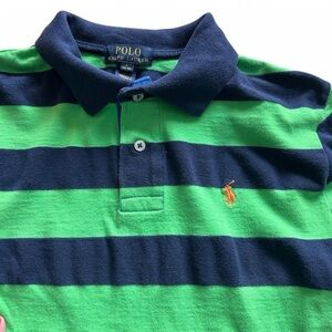 Classic Polo Ralph Lauren Boys’ Large 14-16 Green & Navy Striped Shirt
